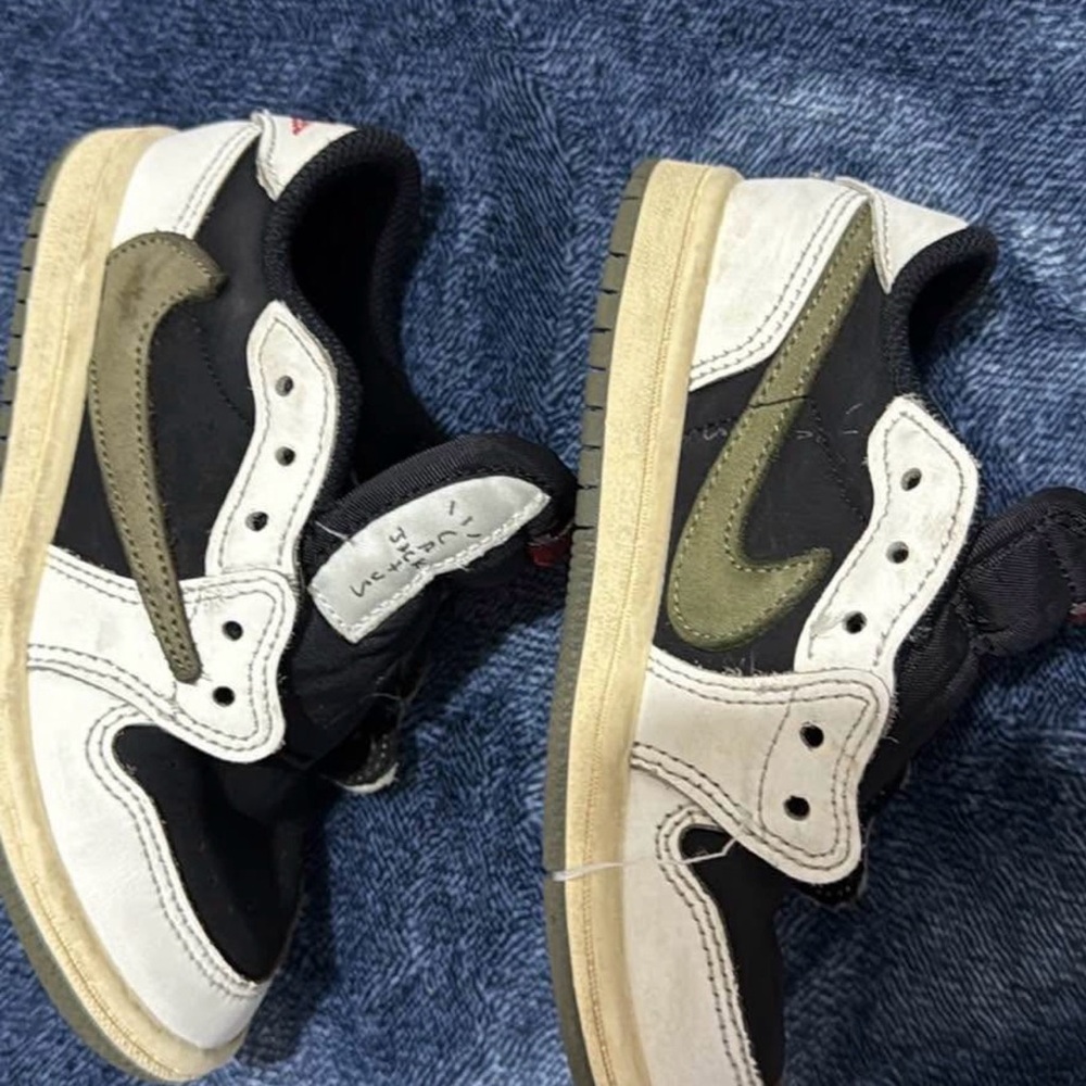 Jordan Kids Black, White, and Olive Sneakers